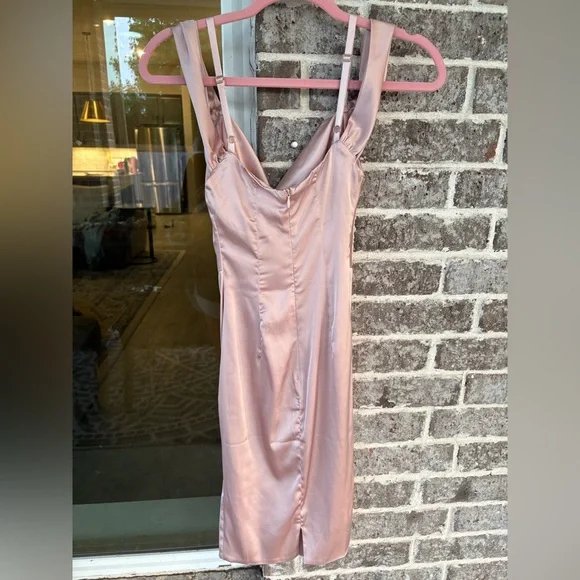 Oh Polly Pink Satin Cowl Neck Dress - Picture 7 of 11
